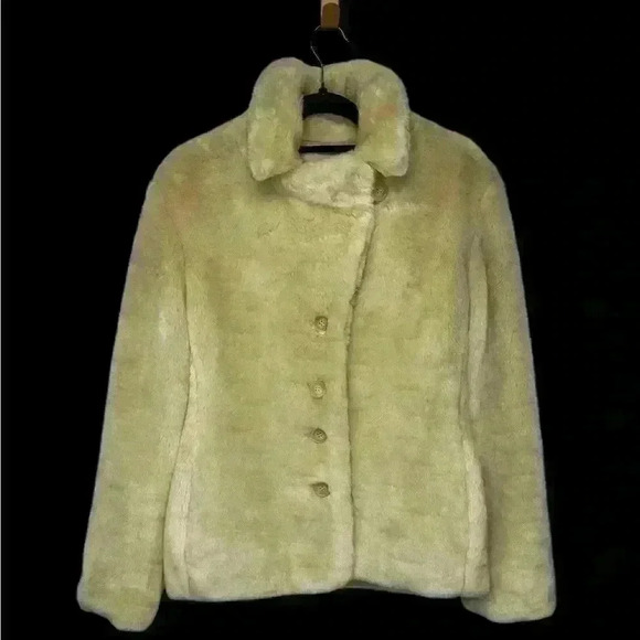 Vintage Liz Claiborne Cream Faux Fur Boho Chic Hippie Coat, size Small - Picture 4 of 9